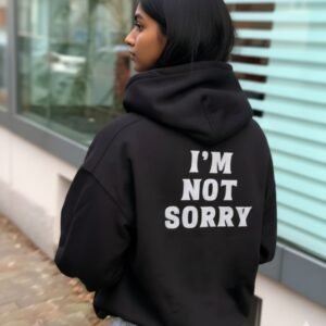 Black oversized hoodie with cozy fit, kangaroo pocket, and casual style