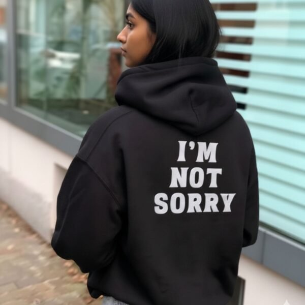 Black oversized hoodie with cozy fit, kangaroo pocket, and casual style