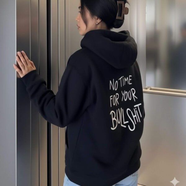 black oversized hoodie – bold back print (220 gsm)