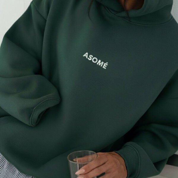 ASOMÉ Dark Green Oversized Hoodie – Minimal Logo