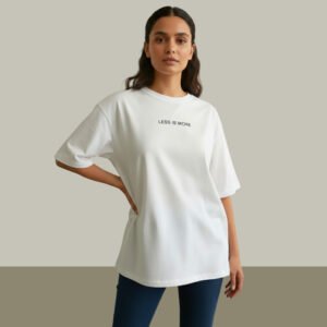 White Oversized Casual Tee with Relaxed Fit, Soft Fabric, and Modern Minimalist Design for Everyday Wear