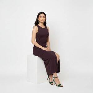 Violet bodycon dress with a sleek, curve-hugging fit, ideal for parties and casual outings, showcasing modern elegance and style.