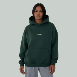 Emerald green casual hoodie with a relaxed fit, perfect for stylish and comfortable everyday wear.