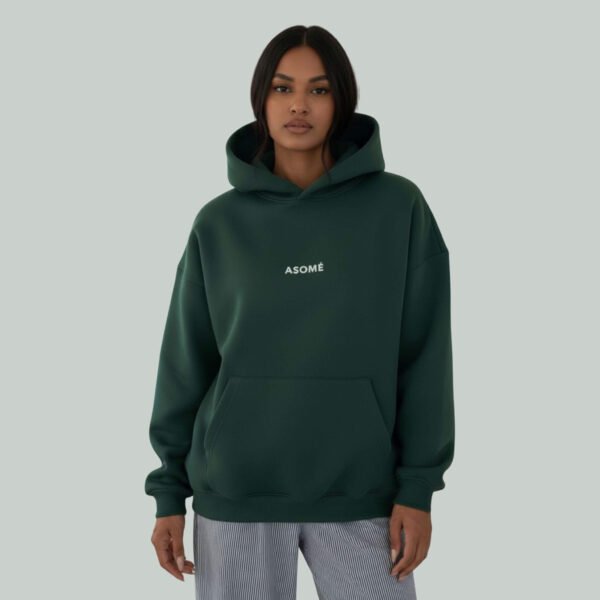 Emerald green casual hoodie with a relaxed fit, perfect for stylish and comfortable everyday wear.