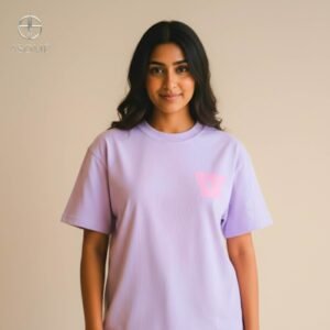 Lavender oversized Tee with soft fabric, relaxed fit, and casual style