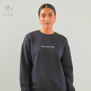 cozy Black sweatshirt made of soft, cozy fabric, perfect for casual wear, indoor comfort, and stylish layering.