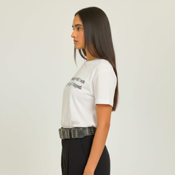 ASOMÉ white plain T-shirt with bold black chest text print.