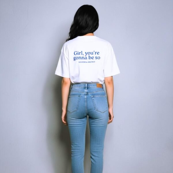 ASOMÉ white plain Back Print T-shirt for women casual wear.