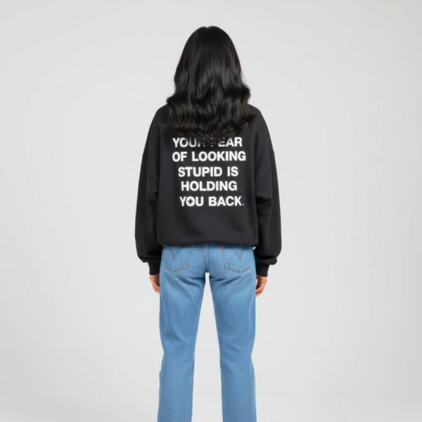 Front view of Asome black plain short hoodie with relaxed fit.