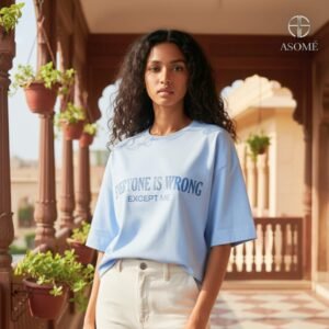 "Blue oversize tee for casual streetwear style"