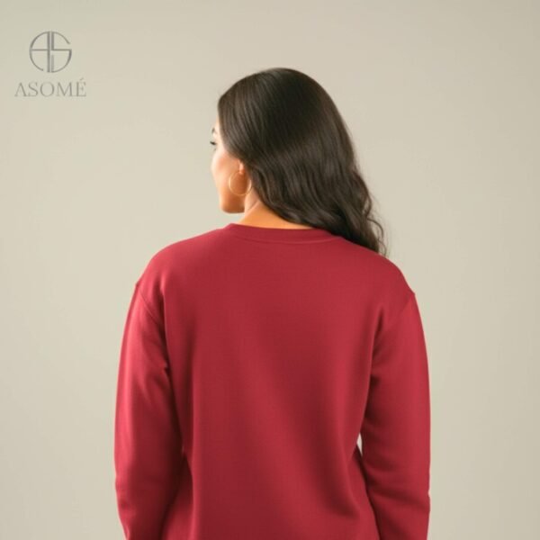 Front view of Asome red hoodie with pink heart and text printed design.